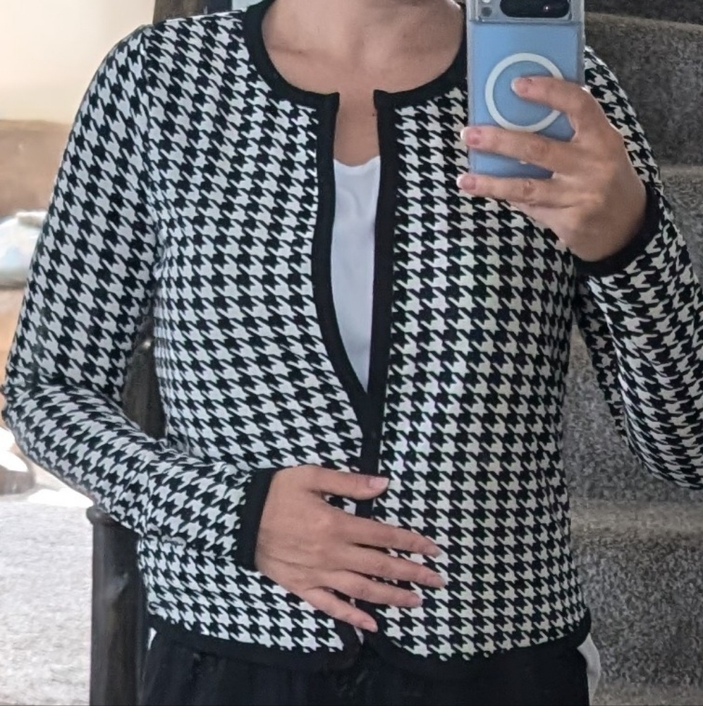 Open Front Houndstooth Jacket - image 2
